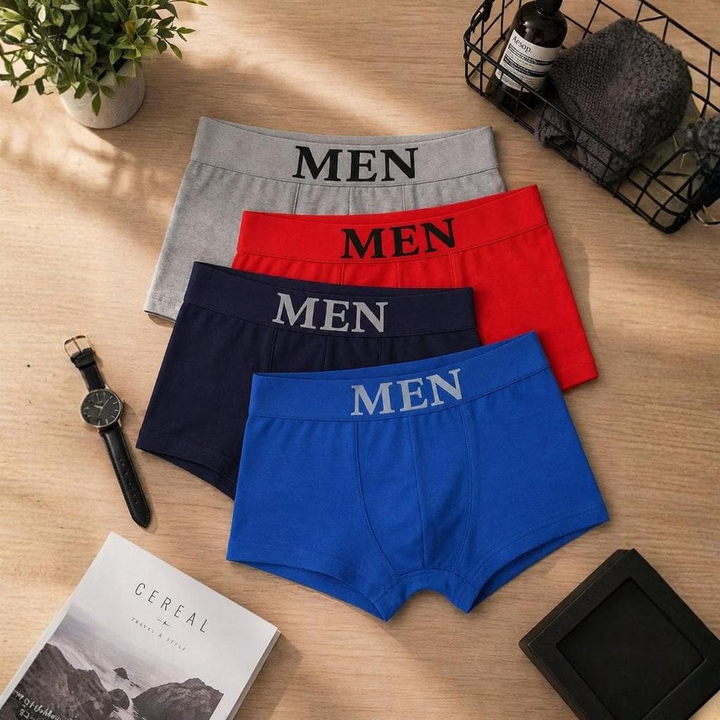 Kit 4 Cuecas Boxer Microfibra Masculina Boxer Adulta Lisa Cueca Box