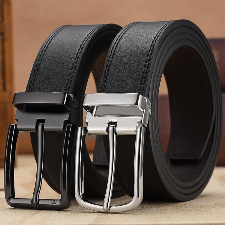 Cinto Masculino de Couro Social com Fivela de Liga Metálica Texturizada Estilo Moderno e Elegante para Trabalho