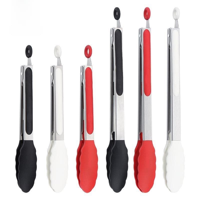 Pinças de comida de Silicone 23cm 30cm 40cm pinças de alimentos de aço inoxidável resistente a altas temperaturas multif