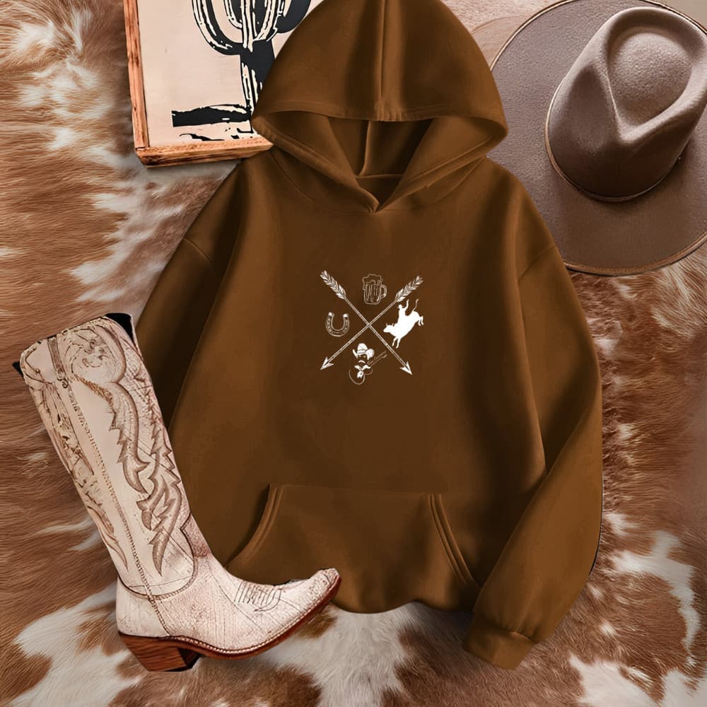 Moletom Country Blusa de Frio Unissex Estamp Flechas Inverno Estilo Roça Boiadeira Rodeio Peão