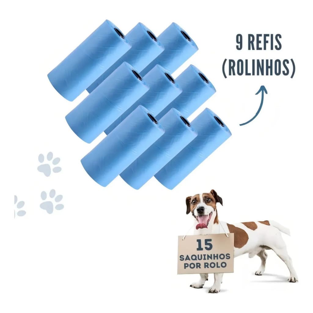 Sacos De Lixo Pet Kit 9 Rolinhos Com 135 saquinhos
