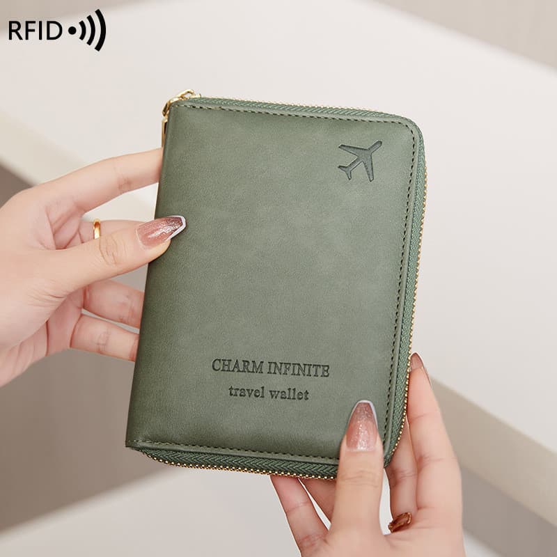 Novo RFID Anti-desmagnetização saco de passaporte capa zíper curto titular do passaporte de viagem multifuncional armaze