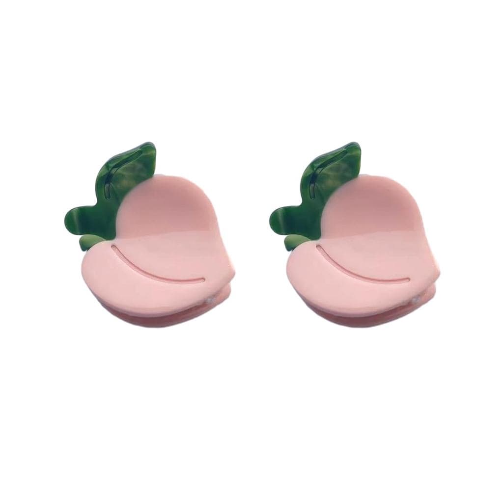 Mini Presilha de Cabelo em Forma de Pêssego, Presilhas de Acetato, Presilhas de Cabelo para Mulheres, Pacote com 2