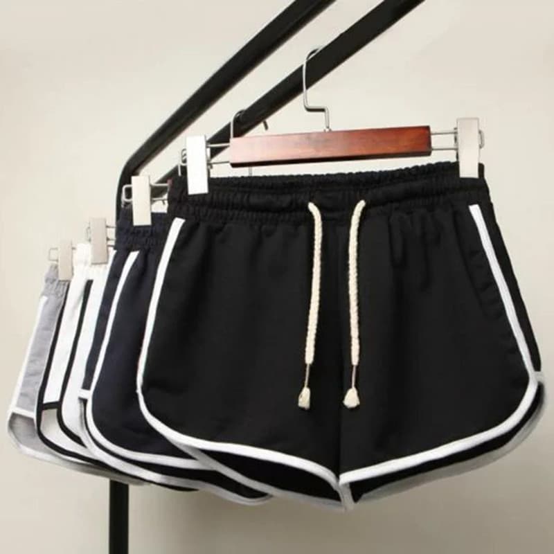 Shorts esportivos femininos verão solto tamanho grande gordura MM cintura alta correndo calças de perna larga estudante