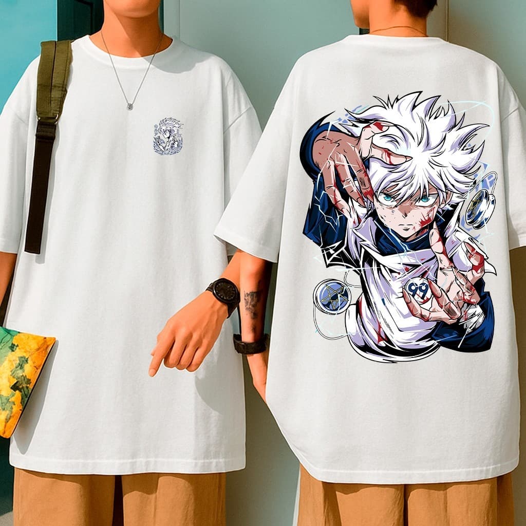 Camiseta Oversized Anime Estampada Kunai Mangá Killua Unissex 100% Algodão Envio Rapido