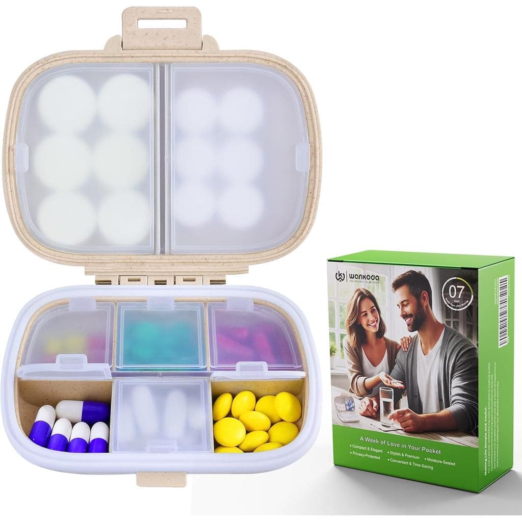 Organizador de Pílulas Portátil para Viagem - Estojo para Vitaminas e Medicamentos Diários