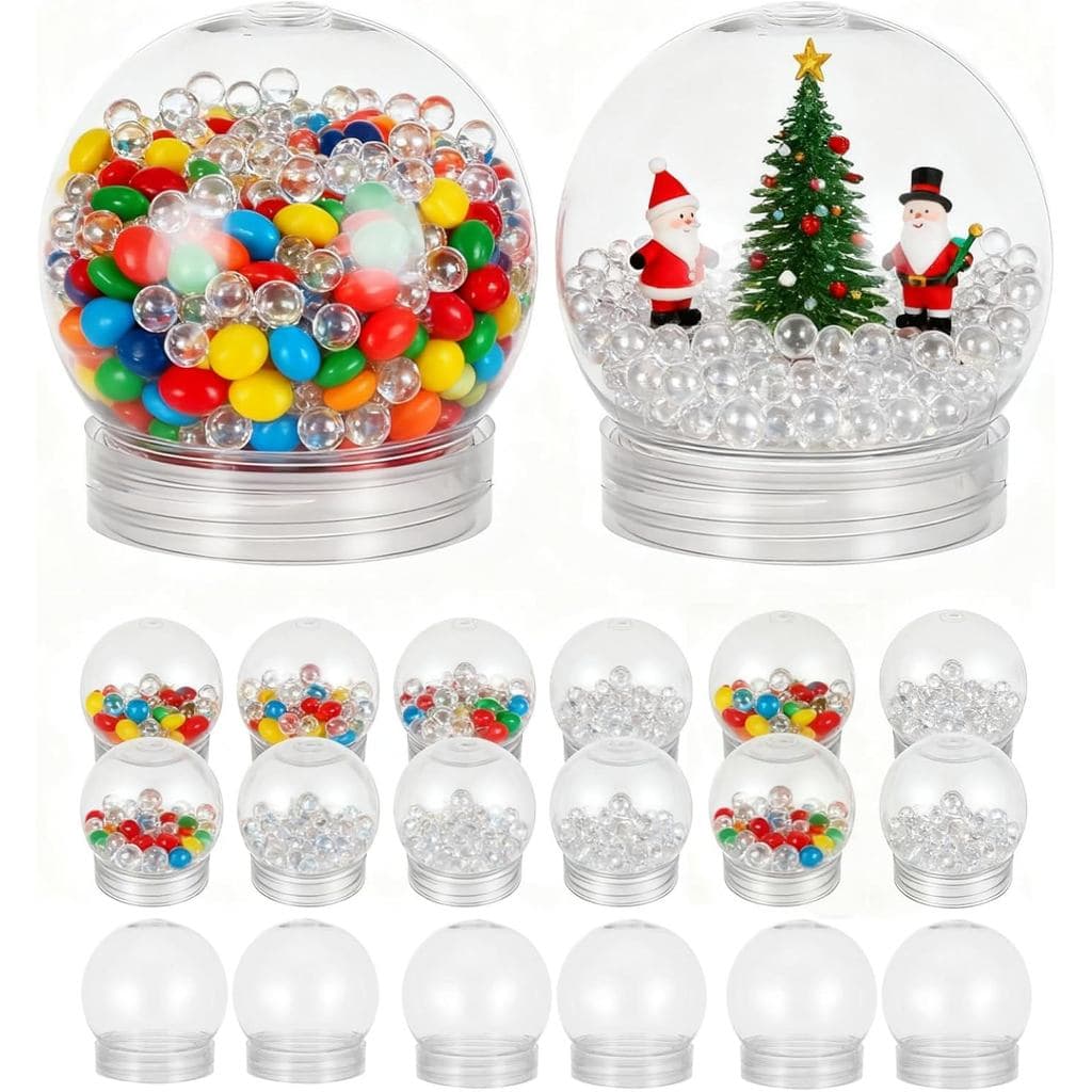 20 peças de Globo de Neve DIY, Globo de Água de 2,4 Polegadas, Plástico Transparente, Preenchível, com Tampa Rosqueada,