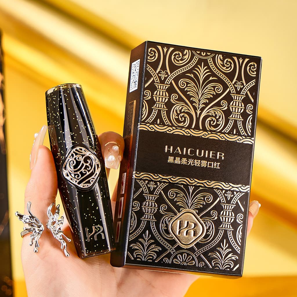 HAICUIER HAICUIER Batom de névoa de luz suave de cristal preto hidratante Natural tridimensional fácil de colorir bastão