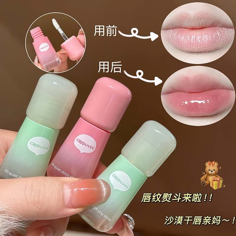Cappuvini Fruity Toot Lip Oil Clear Face Lip Gloss Estilo Coreano Vidro Lip Hidratante Hidratante Festa de Estudante