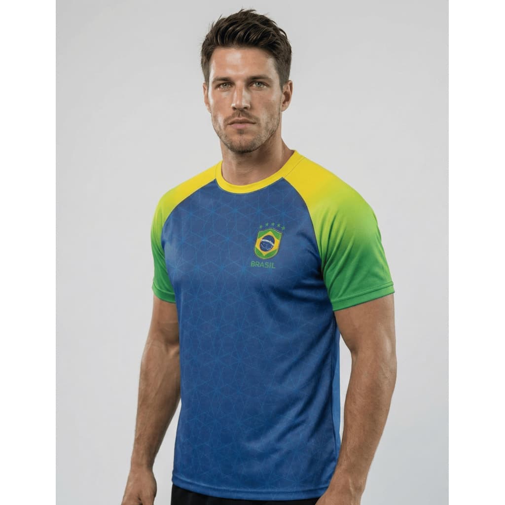 Camisa Camiseta Brasil Copa Do Mundo Dry Fit Masculina Com Proteção Uv