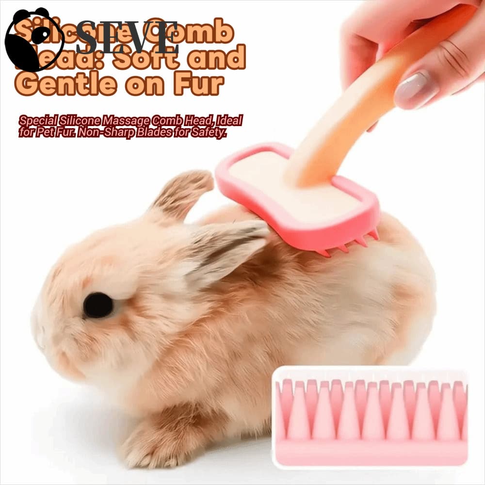 Pente De Coelho SEVE Buuny , Escova De Silicone Para Animais De Estimação Com Cabo Curvo Portátil Massagem De
