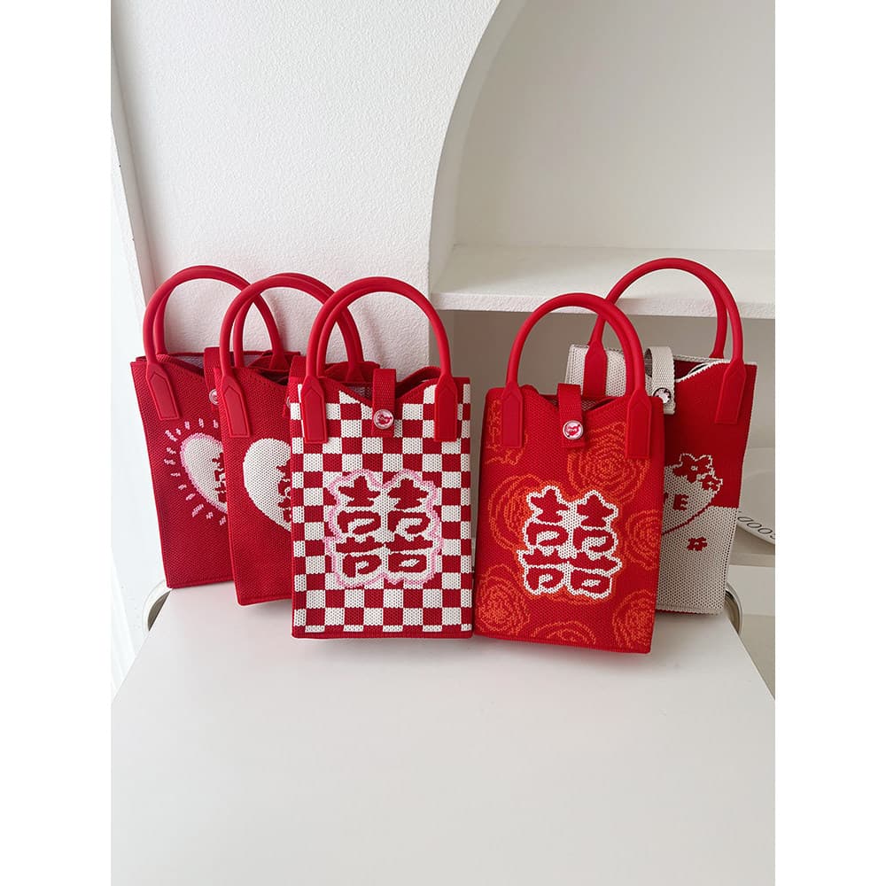 Lembranças de casamento novo estilo vermelho personagem feliz simples saco de presente de doces de casamento feminino vi