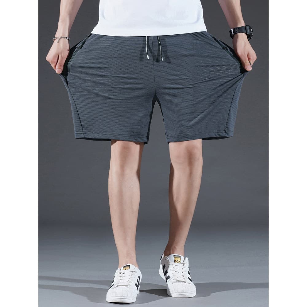 Shorts curtos masculinos verão ar condicionado calças de seda gelo secagem rápida quarto calças de cinco pontos gordura