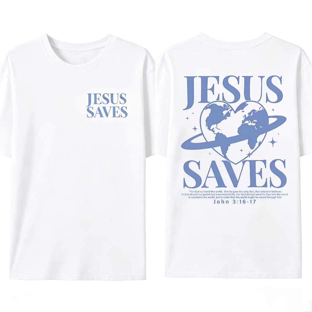 Camiseta Oversized Unissex Gospel Cristã Jesus Saves, Algodão Macio, Roupas Evangélicas Streetwear