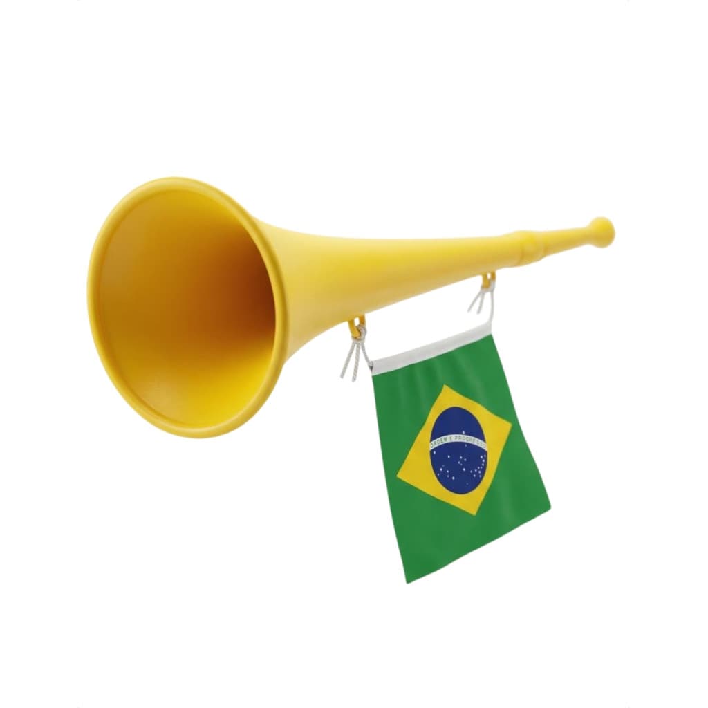 Vuvuzela Amarela Grande C/ Bandeirinha Brasil Copa do Mundo