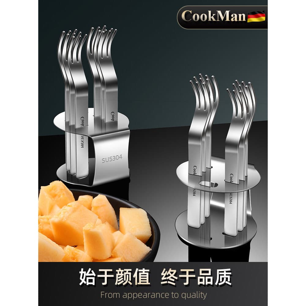 Garfo de frutas em aço inoxidável 304, sobremesa doméstica, garfo pequeno para bolo, utensílios de mesa, conjunto de ins