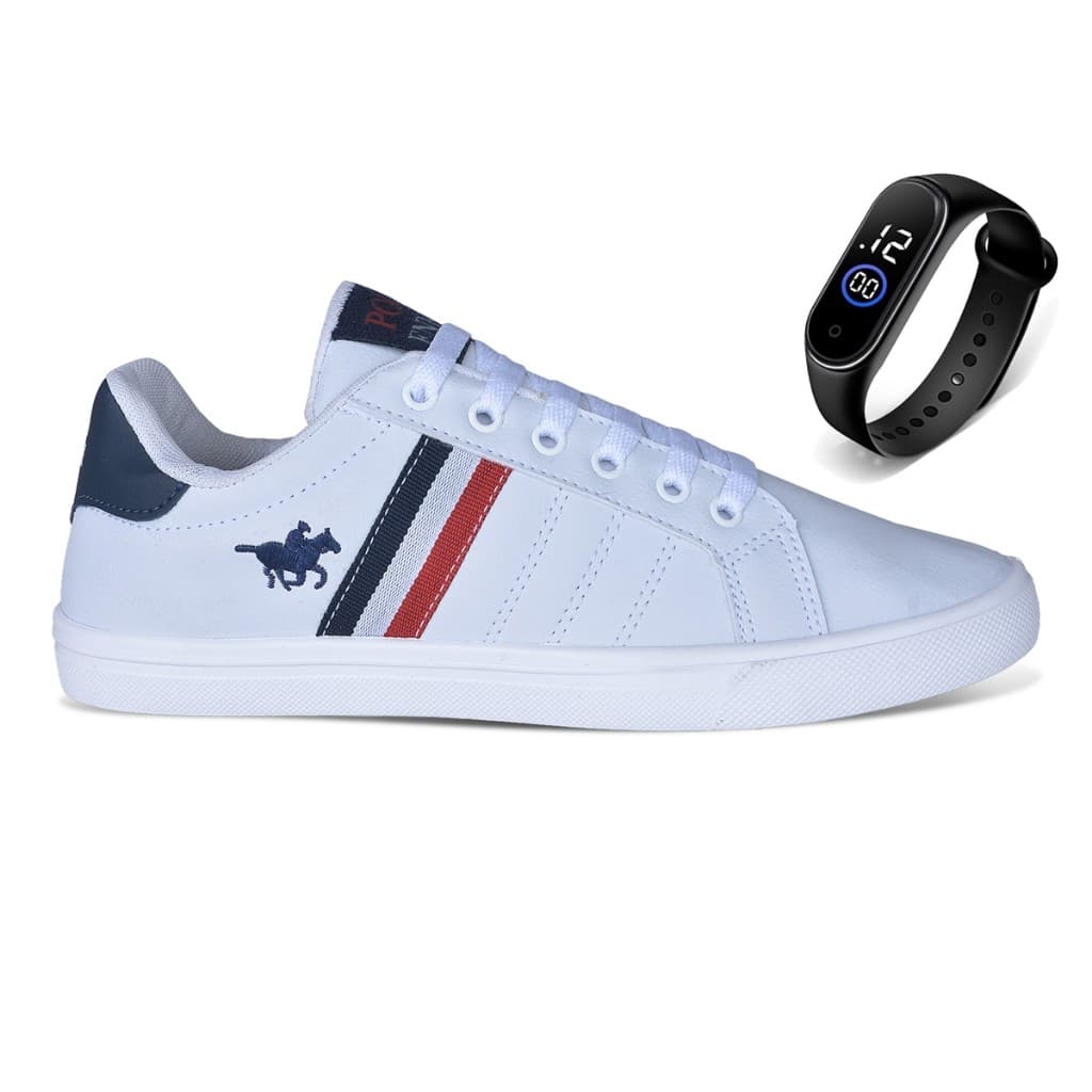 Sapatênis Masculino Polo Energy 3279 Casual Esporte Conforto Leve + Relógio