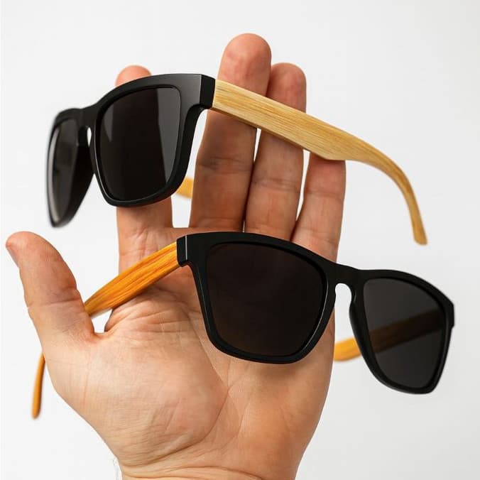 óculos de sol haste clássico em madeira bambu moda retro e proteçao uv400