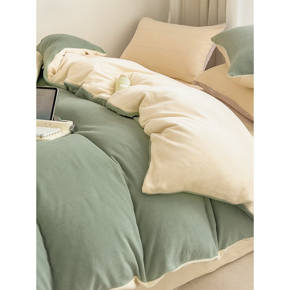 Cama de inverno leite veludo conjunto de quatro peças dupla face veludo flanela Coral veludo engrossado colcha capa folh