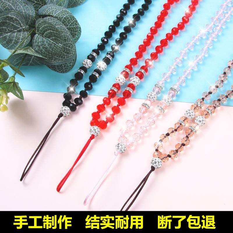 Cordão de telefone móvel feminino pendurado pescoço corrente de cristal puro artesanal strass longa corrente diamante br