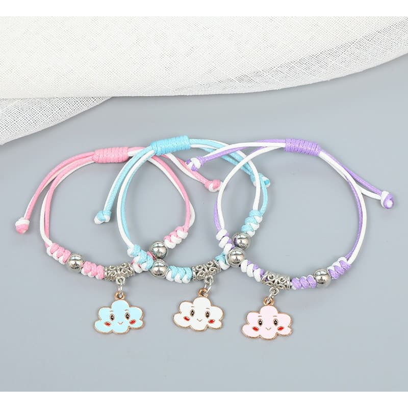 3 Pçs Artesanal Trio Pulseira Conjunto Trançado Amizade Casal Pulseiras Nuvem Trevo Pingente Charme Presente De Aniversá