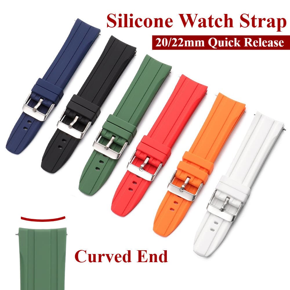 Pulseira de borracha de silicone de liberação rápida com extremidades curvas, adequada para o relógio de mergulho SEIKO