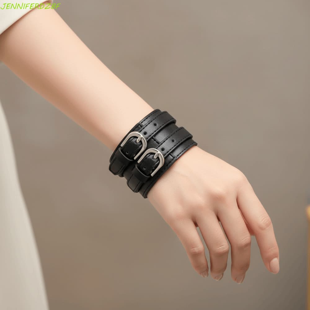 Pulseira Com Design De Cinto De Duas Fileiras JENNIFERDZBF , De Couro Alça Dupla Estilo Euro-Americano