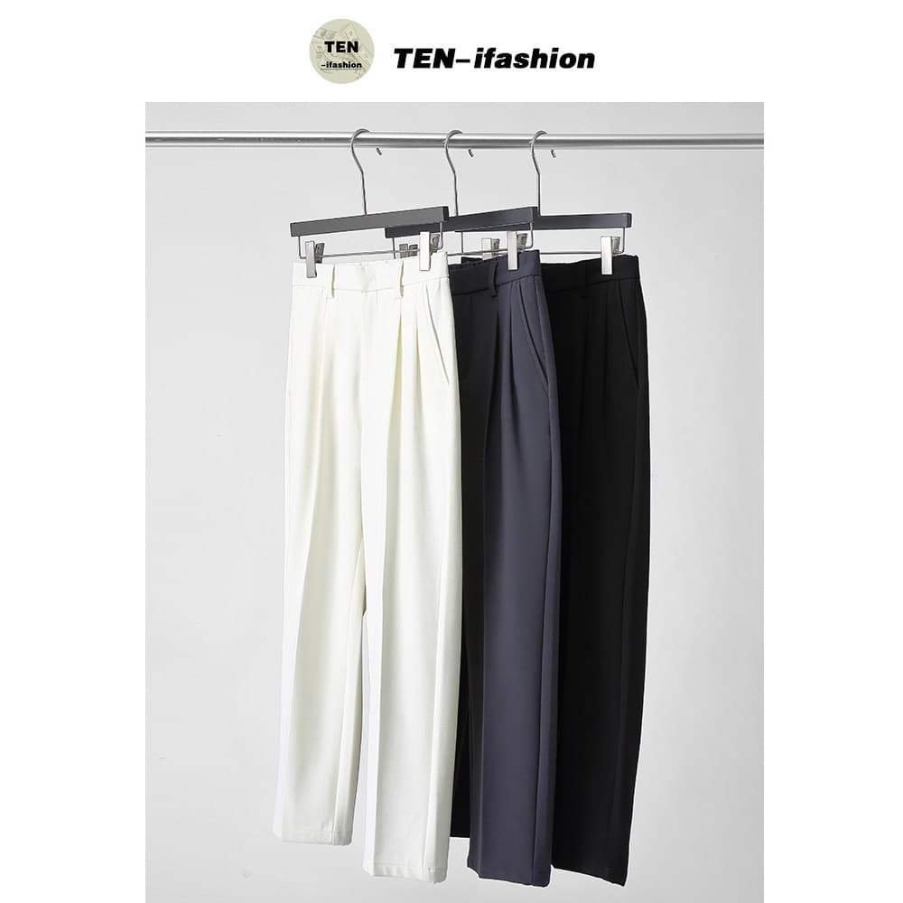 High-End calças retas pequenas calças masculinas 2021 outono inverno novo estilo Drape solto na moda cigarro calças casu