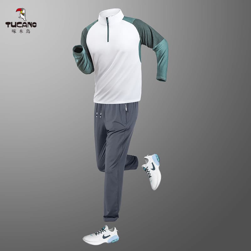Woodpecker masculino Casual estilo fino elástico respirável transpiração correndo terno esportivo ciclismo exercício de