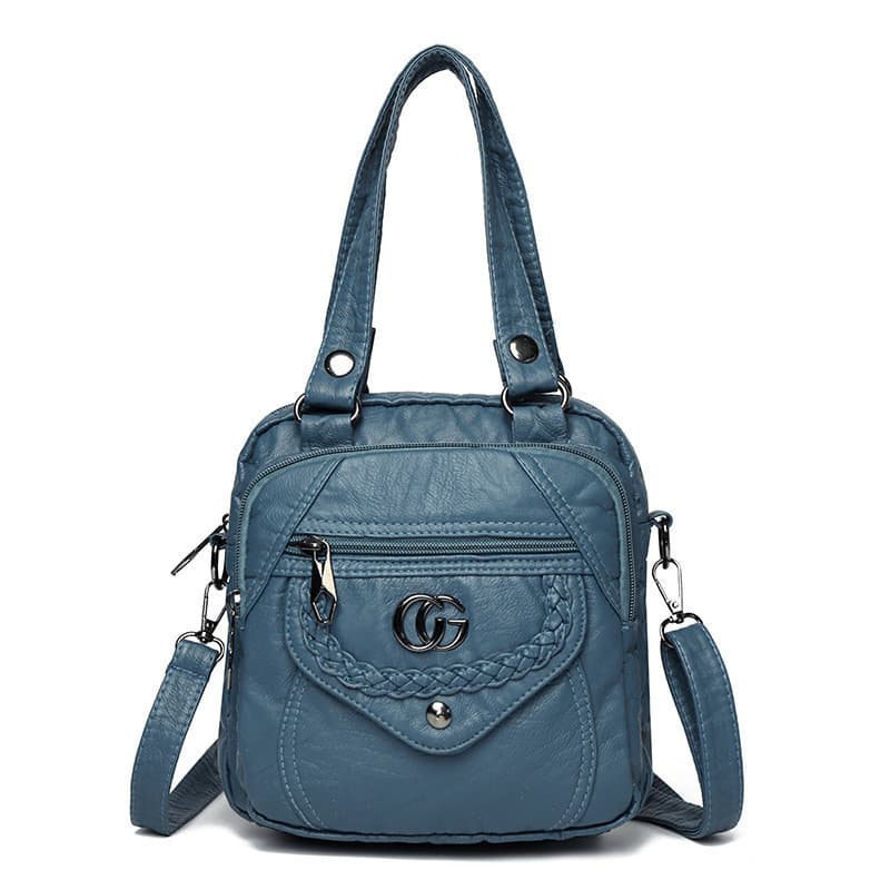 Nova bolsa vintage feminina, bolsa de ombro e transversal moderna, bolsa de mão, bolsa de couro macio lavado com zíper,