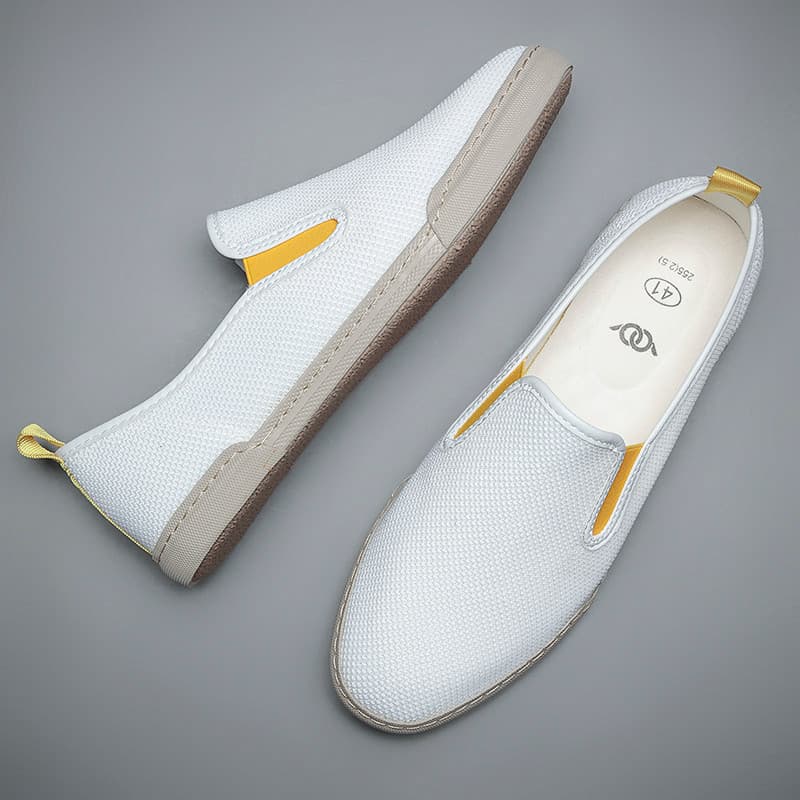 Sapatos masculinos de verão respirável sapatos de malha de verão leve deslizamento em sapatos casuais desodorante malha