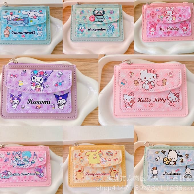 Conjunto De Carteira Em Formato De Coração Para Meninas Sanrio , Mochila De Estudante , Cartão De Acesso Ao Campus , Zíp