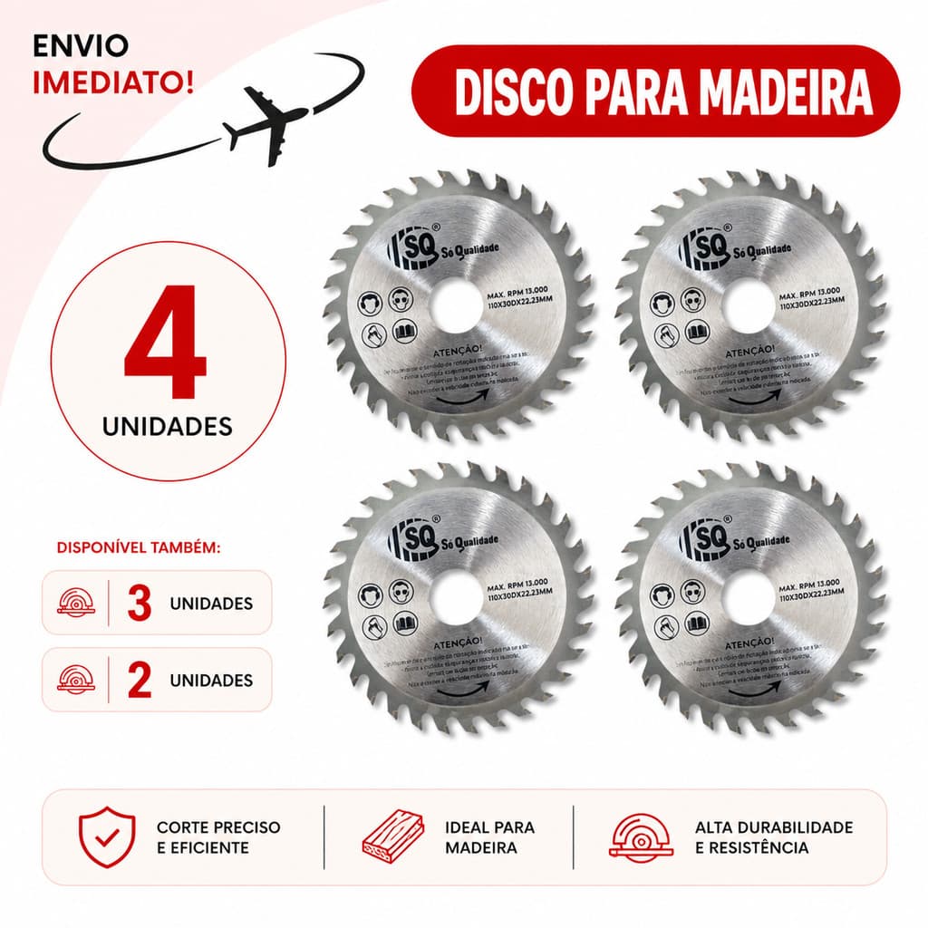 Disco para Corte de Madeira 4 Polegadas 24 Dentes Serra Circular Kit 2 3 4 Un * Envio Imediado *