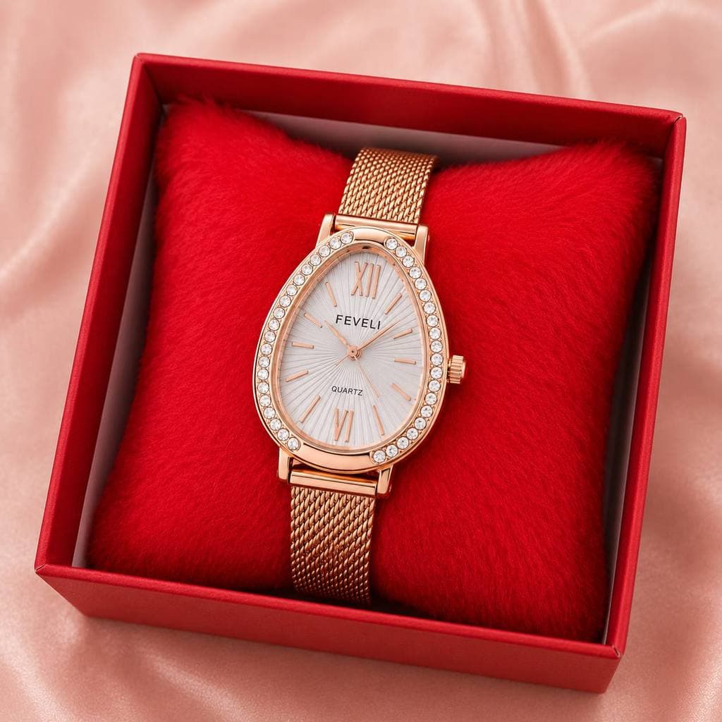 Relogio Feminino de Luxo com Pulseira Elegante, Quartzo Analogico, Oval , Estilo Moda Casual e Social, Fecho Ajustavel