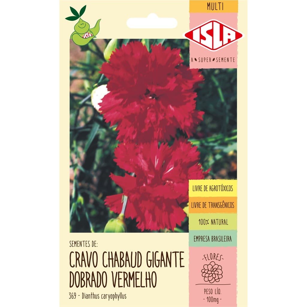 Sementes de Cravo Chabaud Gigante Dobrado Vermelho