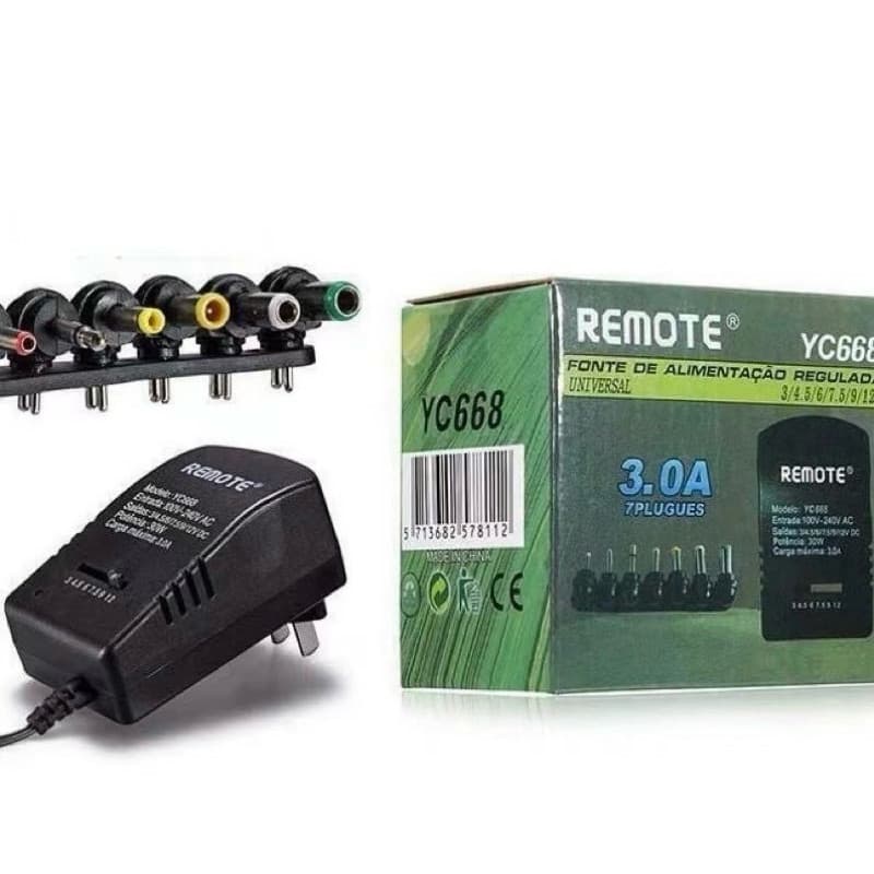Fonte de Alimentação Universal 3.0A Regulável com 6 plugs 30W conversor 7 voltagens