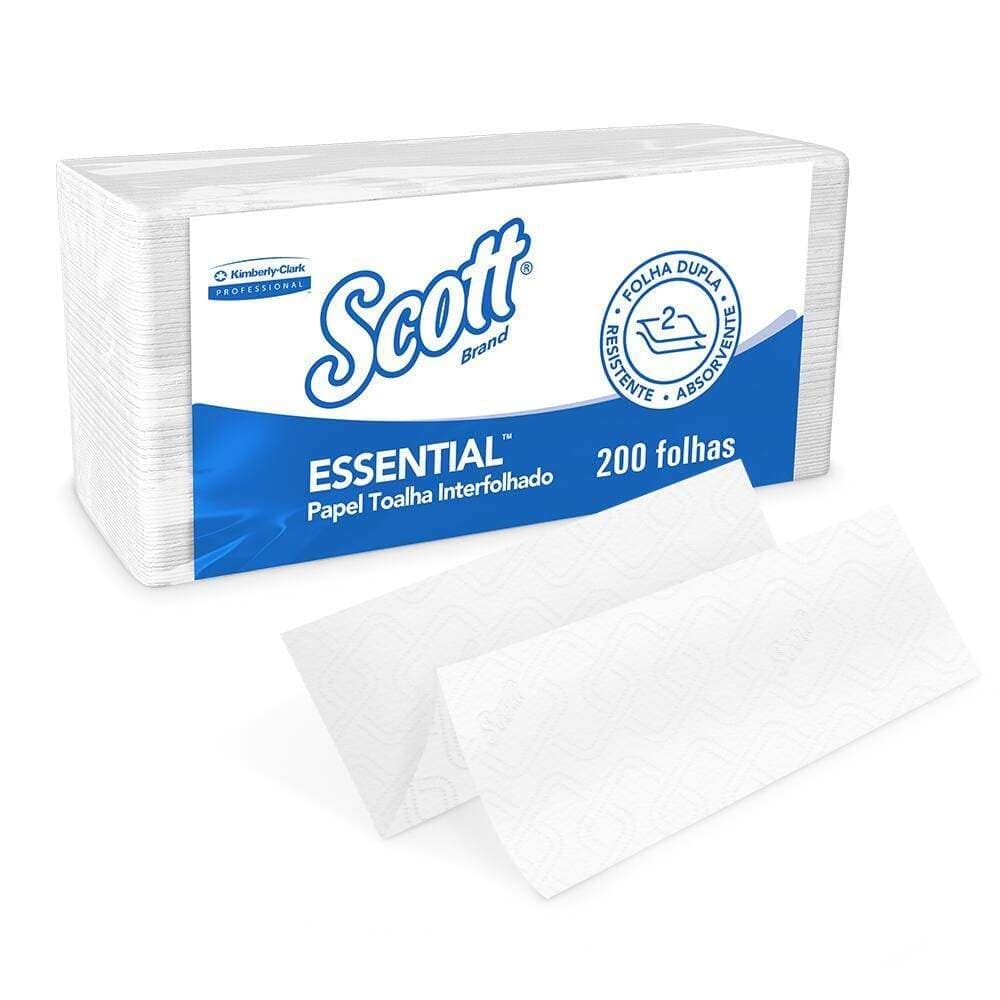 Papel Toalha Interfolha SCOTT ESSENTIAL com 200 Folhas dupla