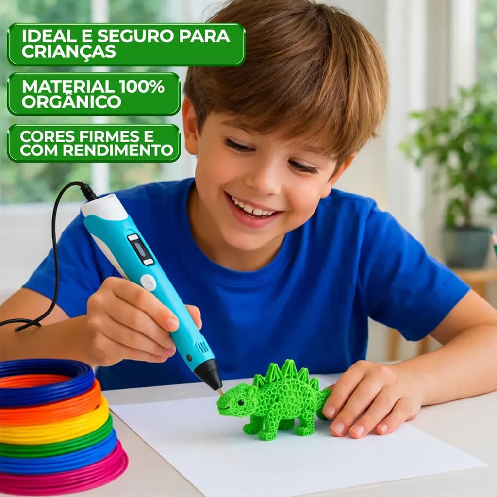 Kit com 10 Refil Filamento PLA 50M 1,75 Caneta 3D