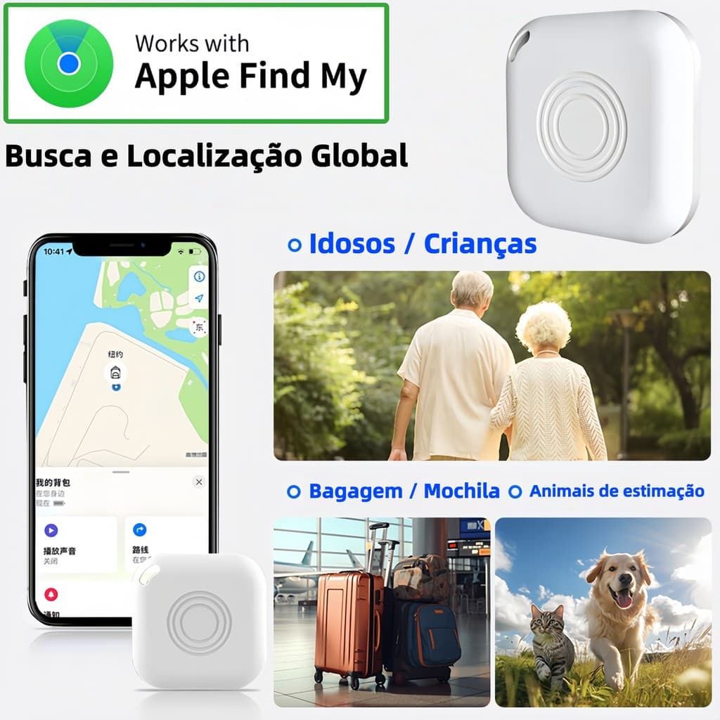 Rastreador AirTag Smart Tag MFI Localizador GPS Mala Carro Moto Pet Criança Sem Limite de Distância