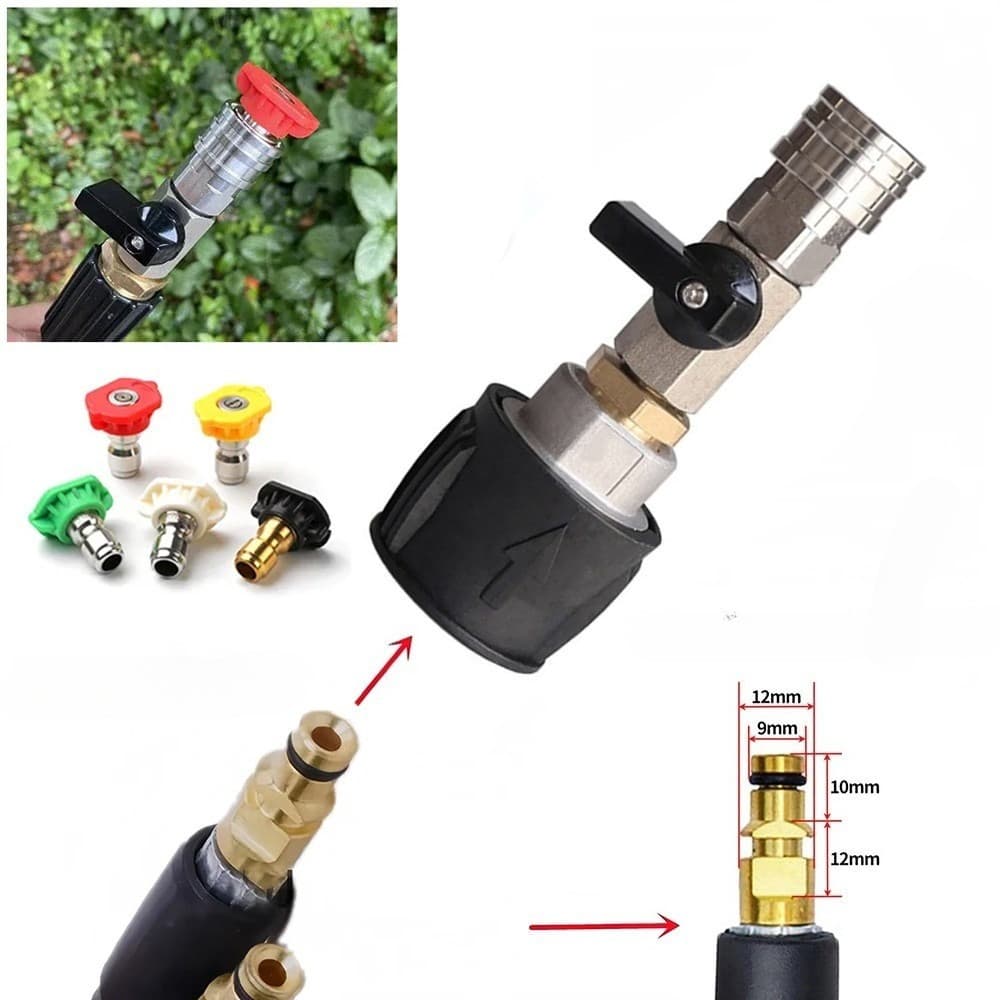 Adaptador De Mangueira Para Lavadora De Pressão 1/4 Conexão Rápida Com Válvula Controlar A De Fluxo De Água