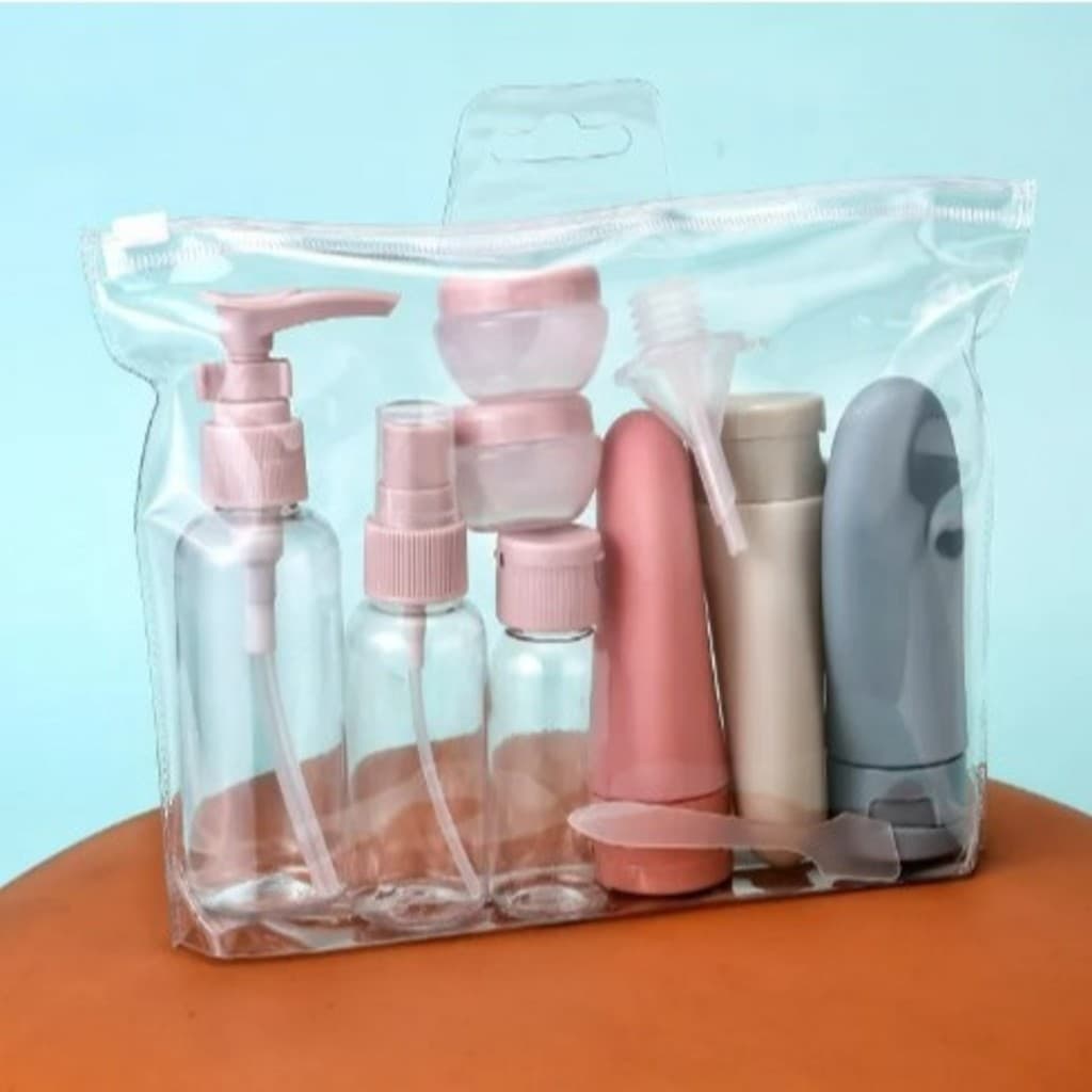 Kit 11 Frascos Viagem Shampoo Creme Sabonete Cuidados Pessoais