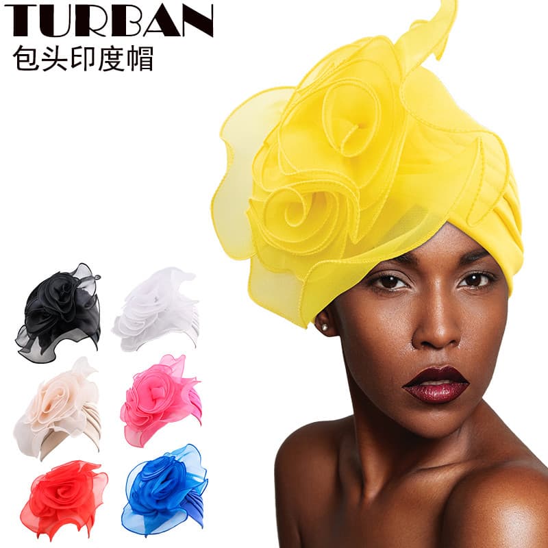 Flor chapéu indiano cabeça boné lenço chapéu confinamento chapéu Yoga chapéu turbante