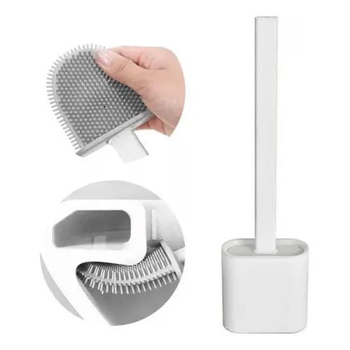 2 em 1 Escova de Silicone para Vaso Sanitário - Base de Banheiro Privada, Alta Eficiência