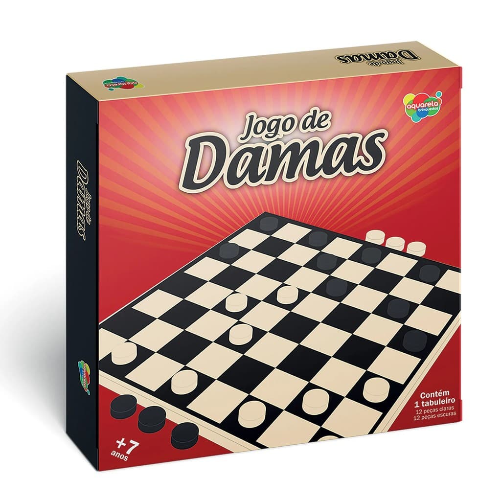 Jogo de Damas em Madeira Aquarela Brinquedos 25 Peças