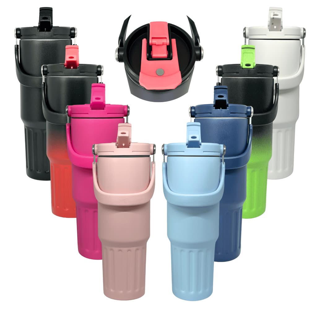 Copo Térmico 1000ml Colorido Aço Inox Quente e Frio Garrafa Academia