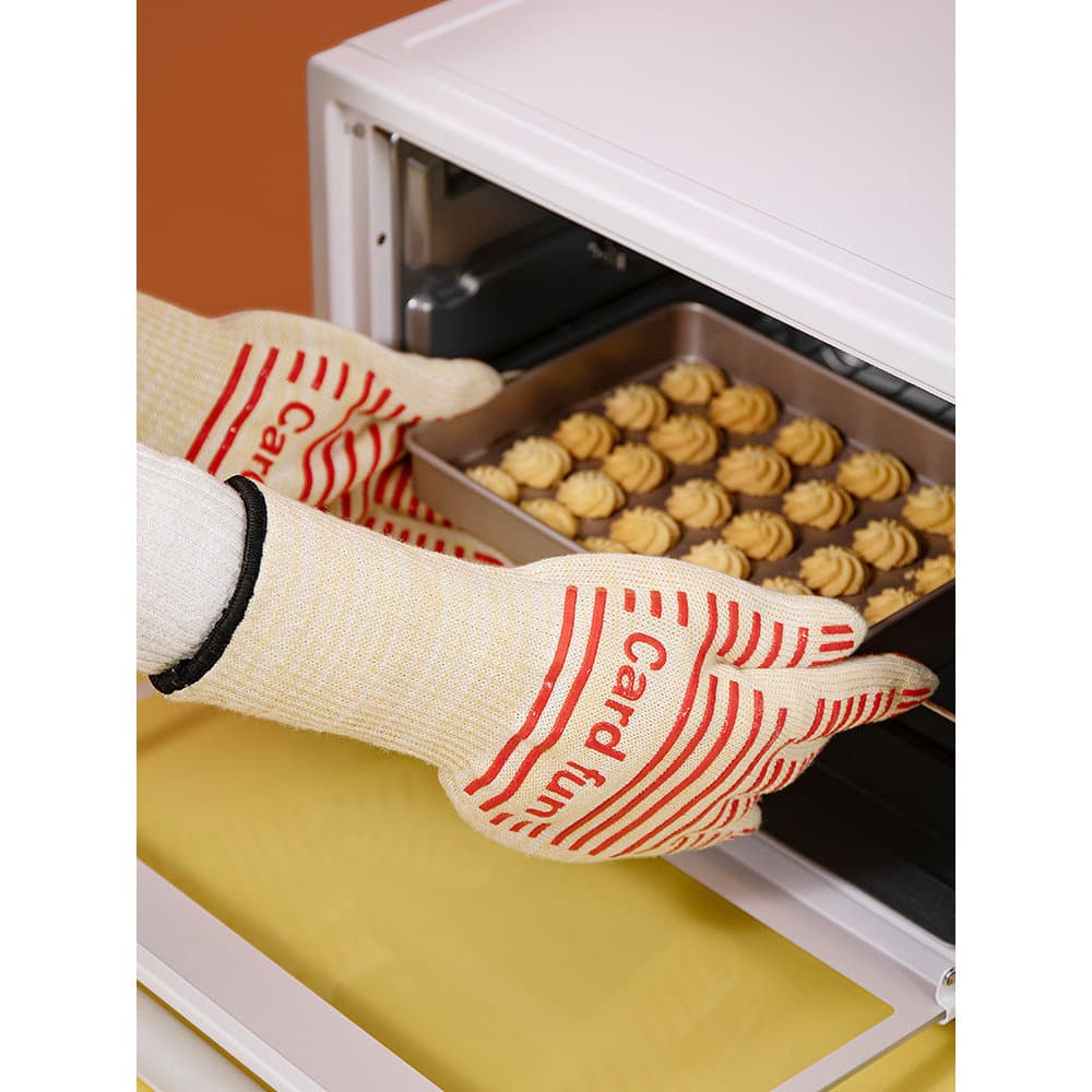 Luvas de isolamento térmico para forno de cinco dedos, espessadas, resistentes a altas temperaturas, forno de micro-onda