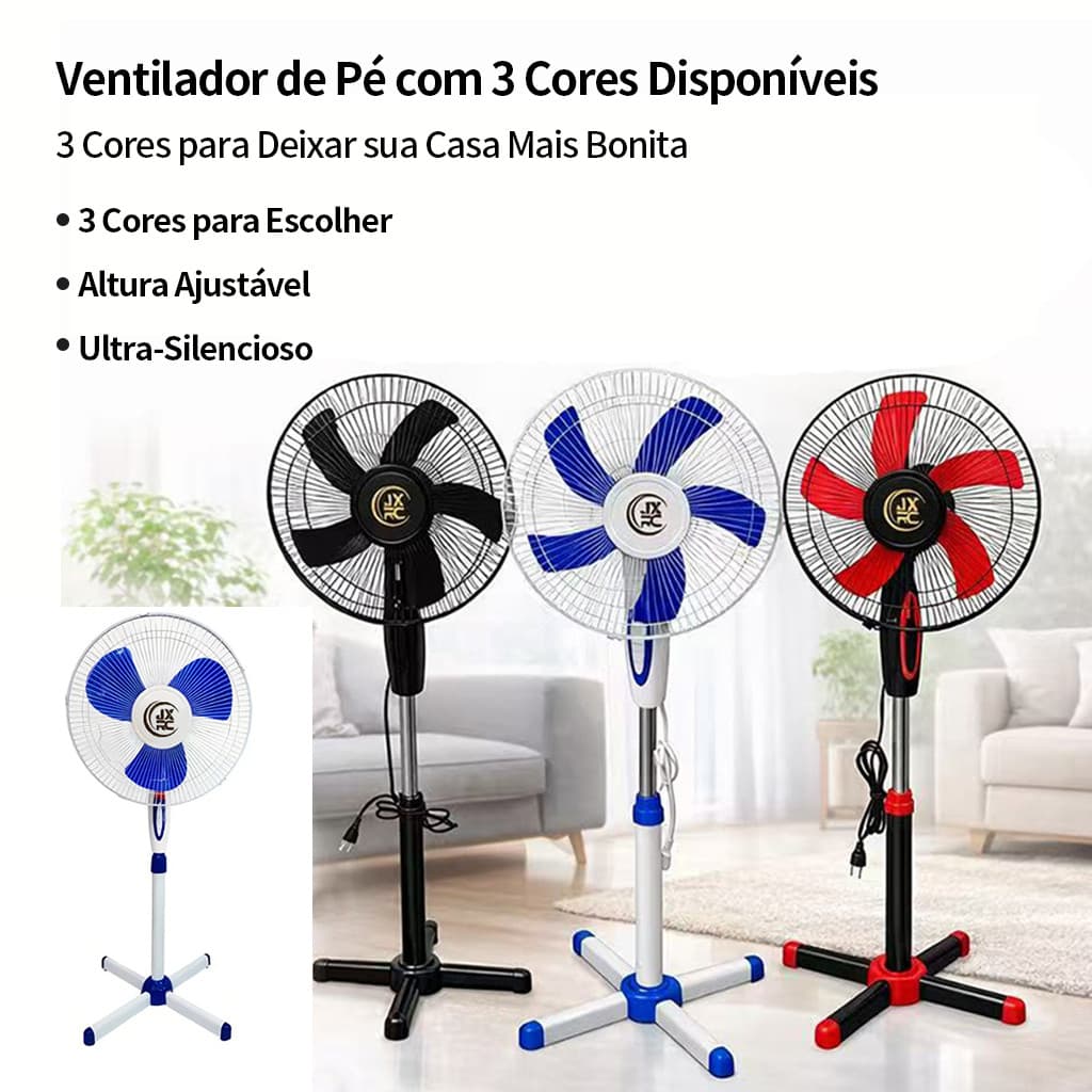 Ventilador de Coluna 40cm 3 Hélices Turbo Preto Silencioso Oscilante 3 Velocidades Ajustável Potente Residencial