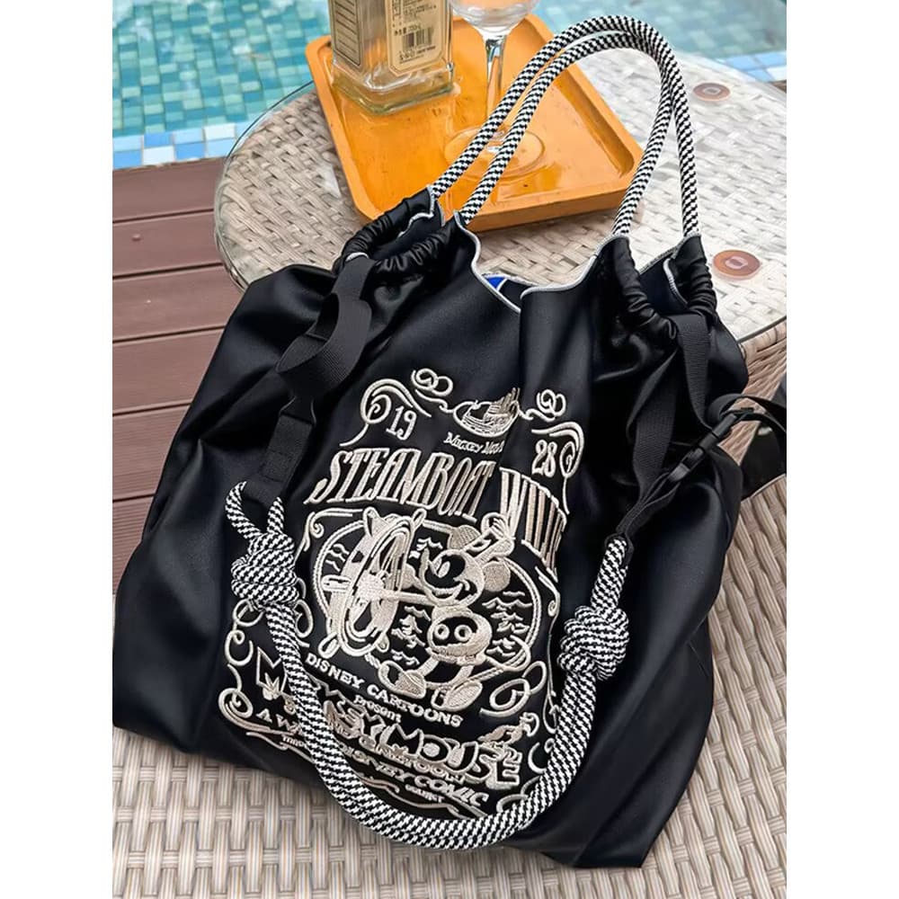 Saco ecológico de grande capacidade saco de compras novo estilo sacola de couro bolsa bordada outono inverno bolsa femin