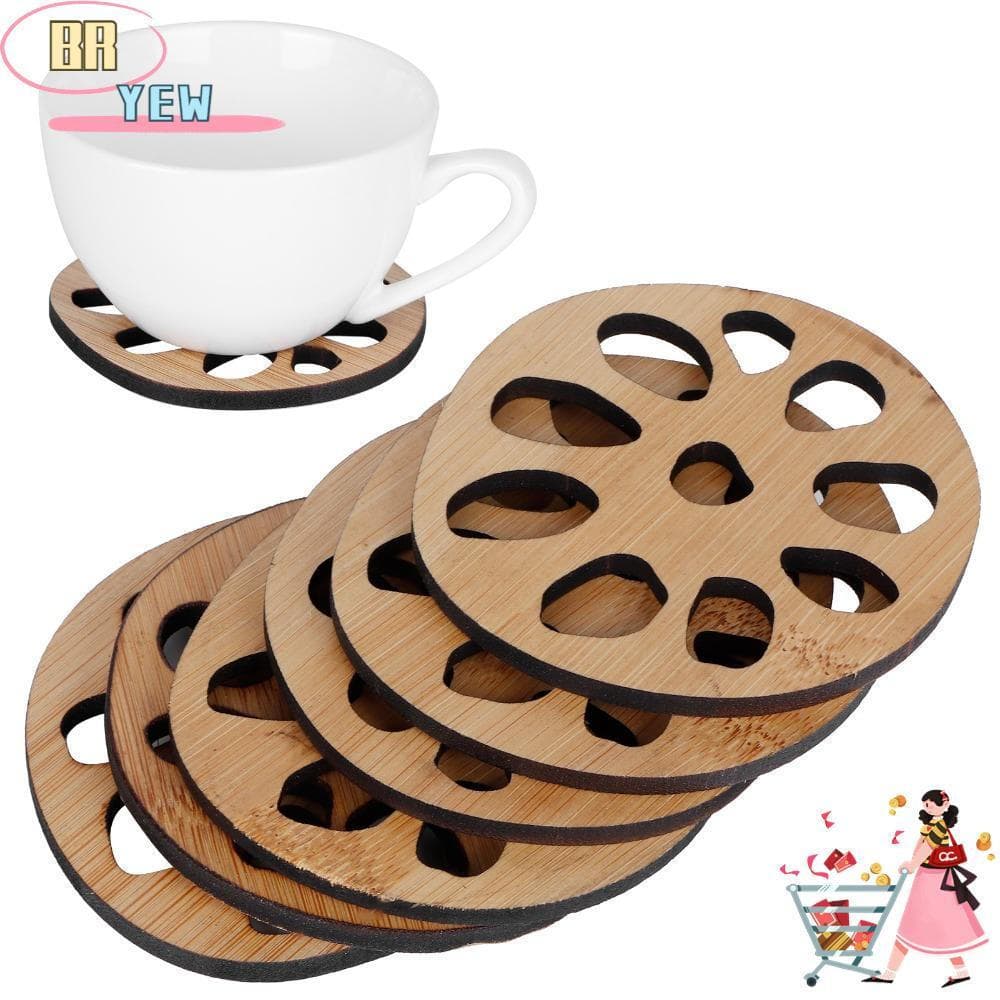 YEE Conjunto De 6 Peças De Almofada De Copo Com Isolamento Térmico , Porta-Copos De Textura Esculpida Chinesa , Design A
