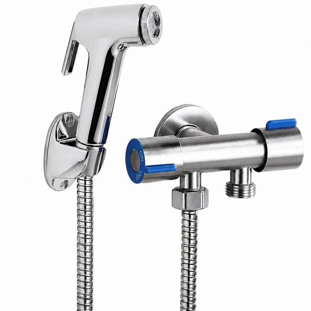 Kit Ducha Higiênica Banheiro Lavabo Com Registro Torneira Dupla em Aço Inox 304 Aço